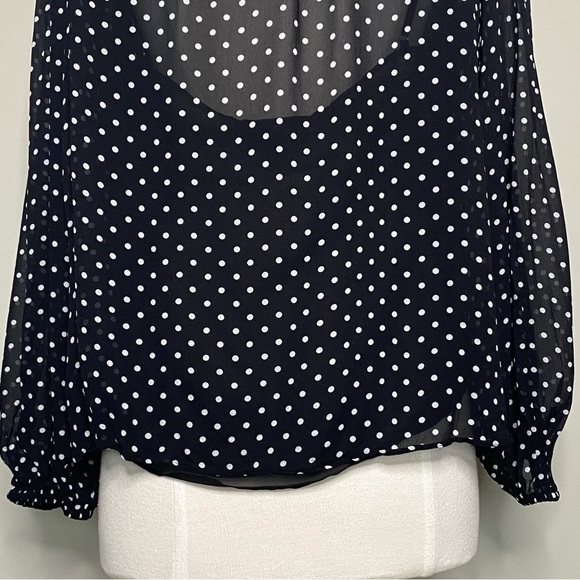 J.Crew Puff Sleeve Polka Dot Top in Lightweight Chiffon, Size Large - Picture 10 of 16